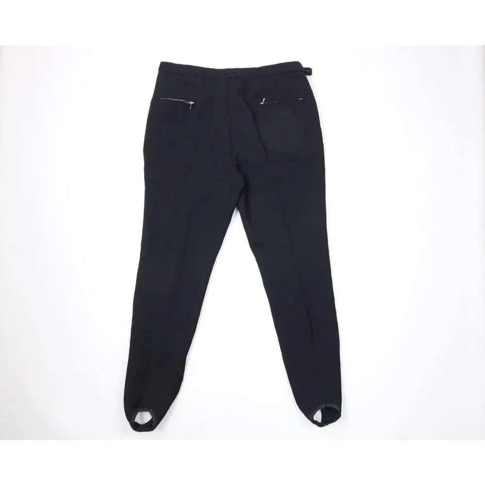 Vintage 40s Mens 34x32 Olympic Stretch Wool Stirrup Skiing Pants Black Italy - Picture 9 of 12